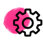 Web Design settings on pink circle